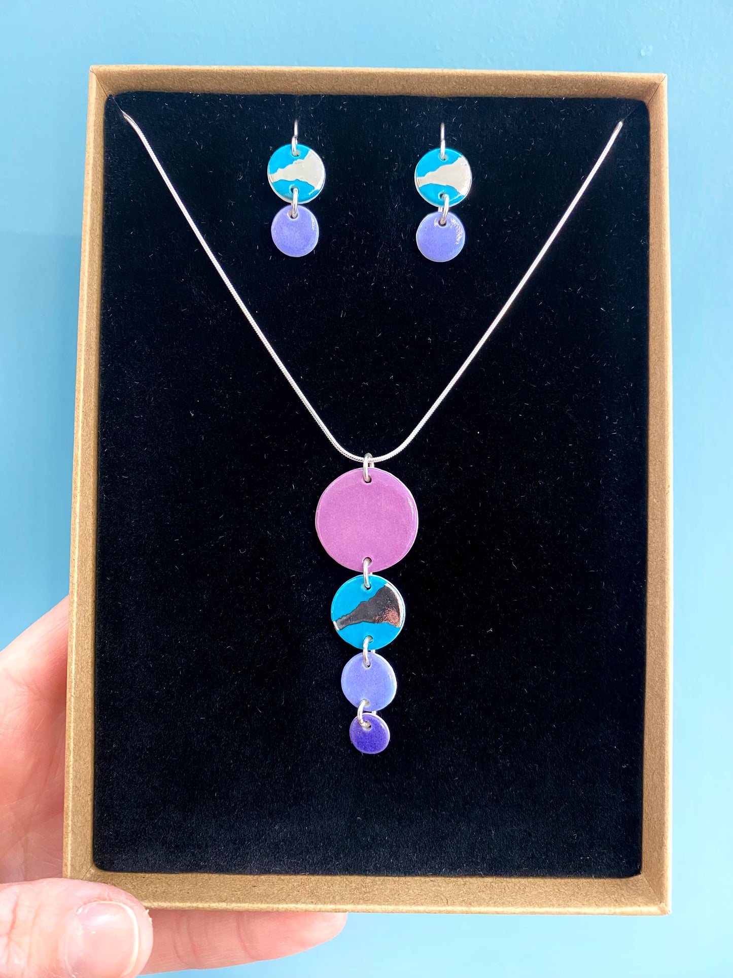 Coloured Disc Necklace with Platinum