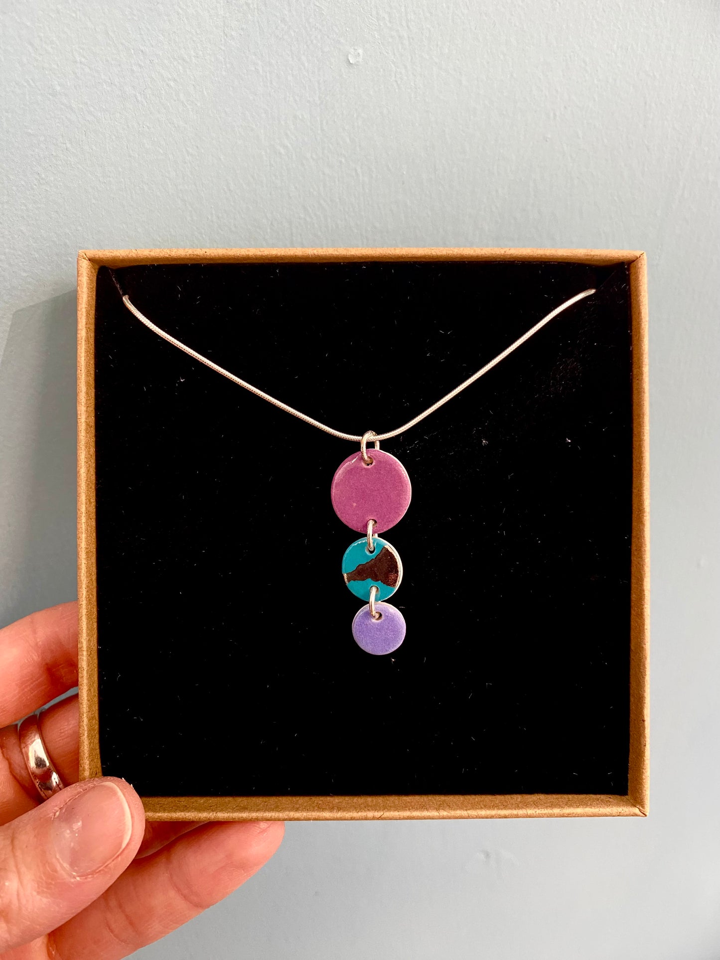 Coloured Disc Necklace with Platinum