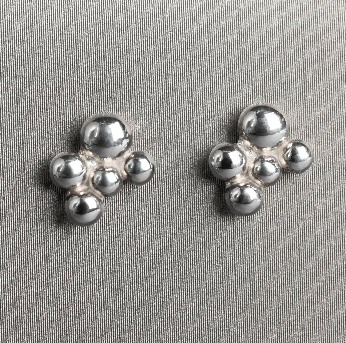 Silver Cluster Stud Earrings