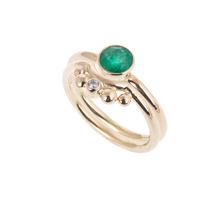 Gold with Emerald Nestle Ring