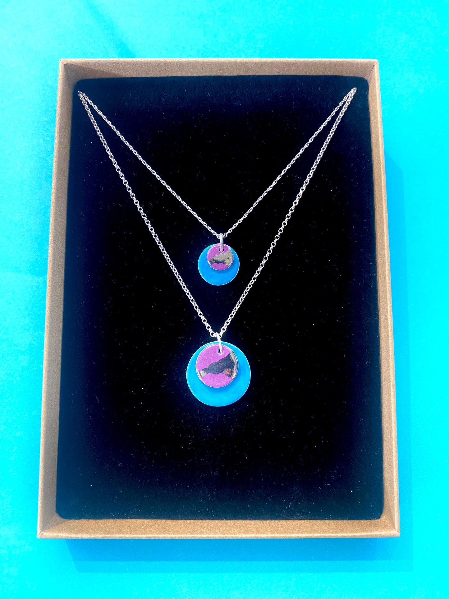 Large Double Disc Necklace with Platinum