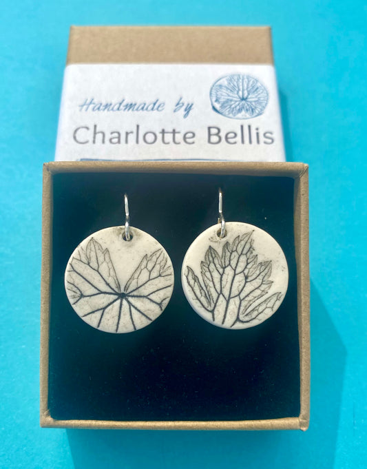 Leaf Print Disc Earrings