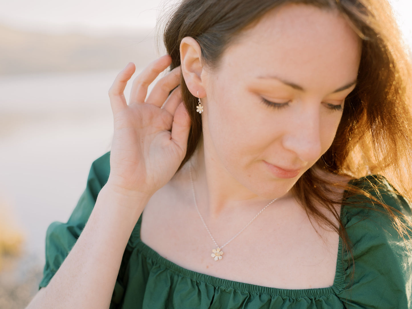 Daffodil Hook Earrings - Silver & Gold