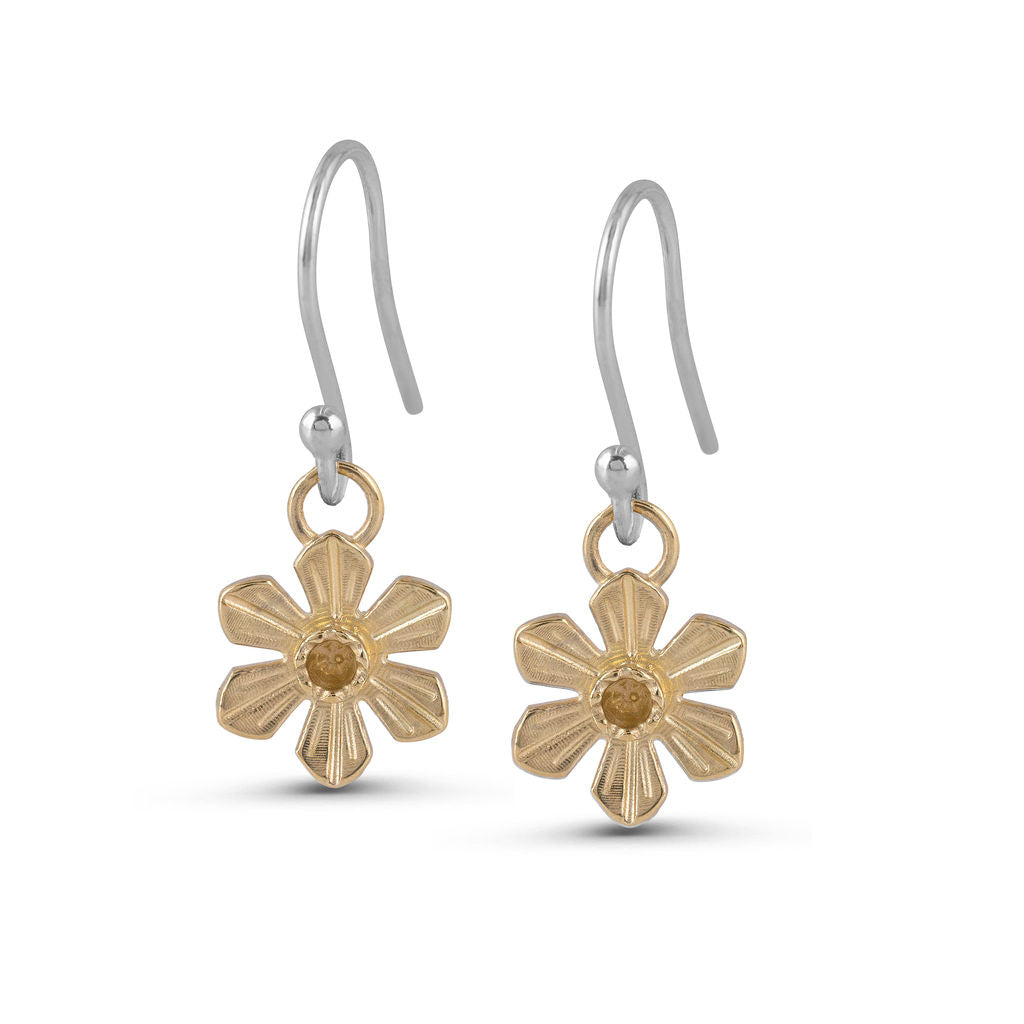 Daffodil Hook Earrings - Silver & Gold