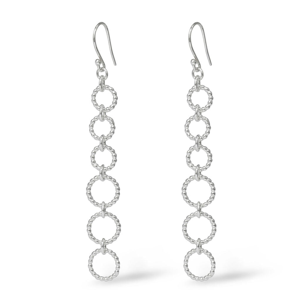 Long Six Hoops Earrings - Silver