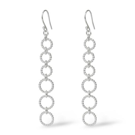 Long Six Hoops Earrings - Silver