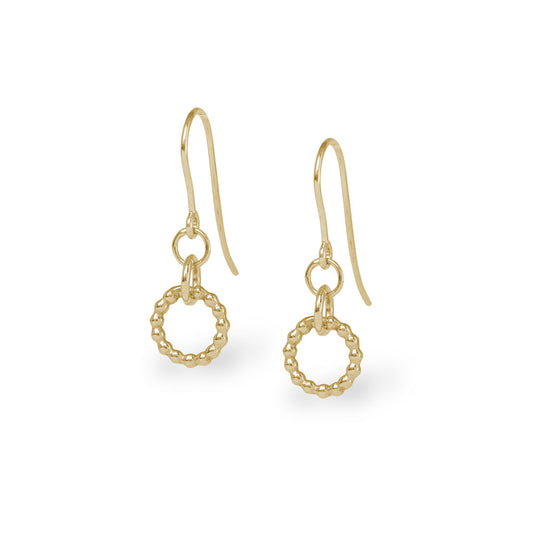 Small Single Beaded Hoop Hook Earrings - Gold