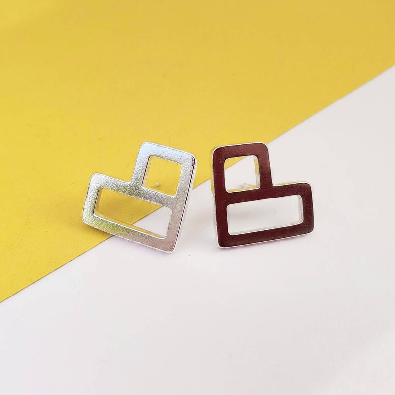 Geometric Heart Studs