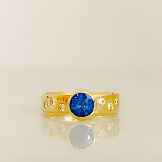 Gold, Sapphire and Diamond Serendipity Engagement Ring