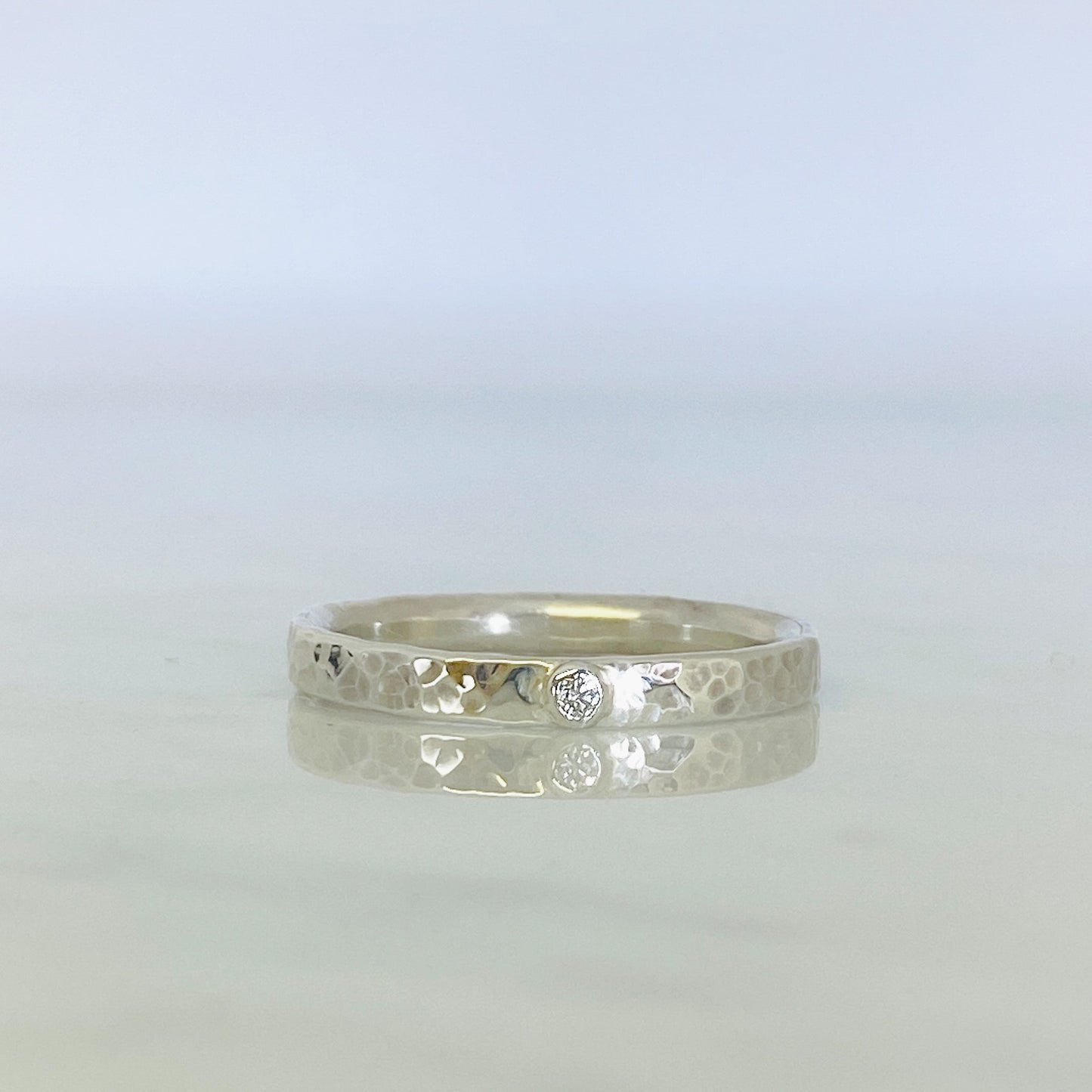 Platinum Diamond Dimpled Wedding Ring