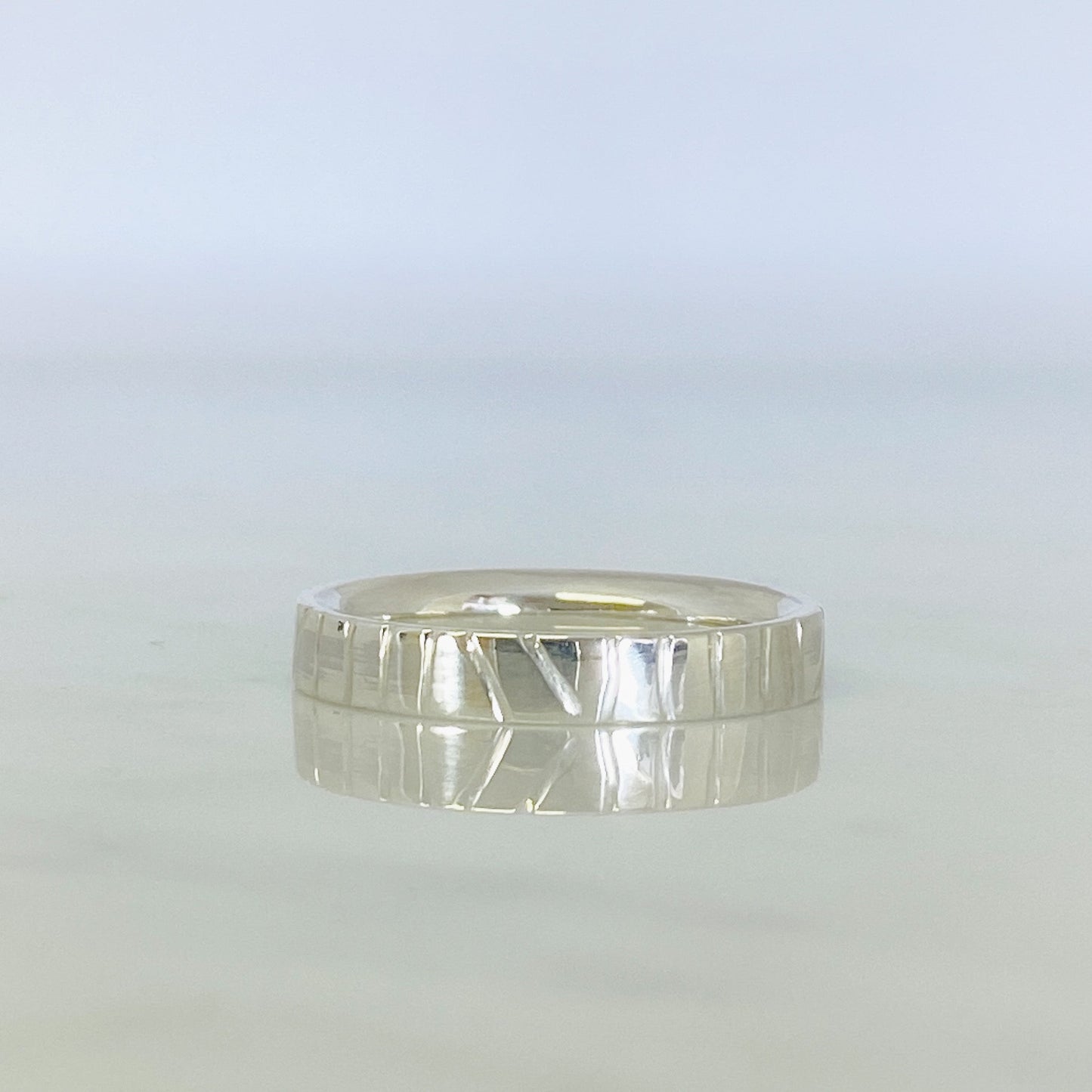 Silver Hand Drawn Wedding Ring