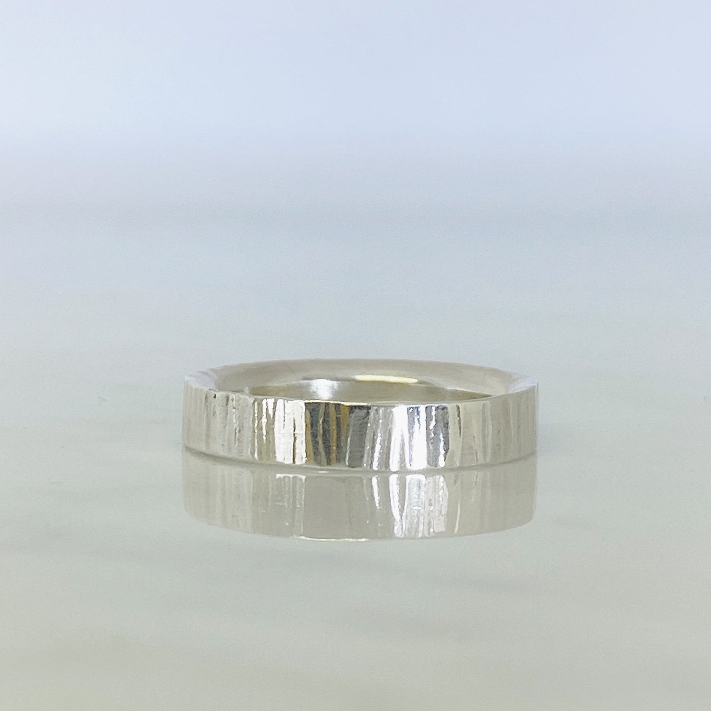 Silver Striped Wedding Ring