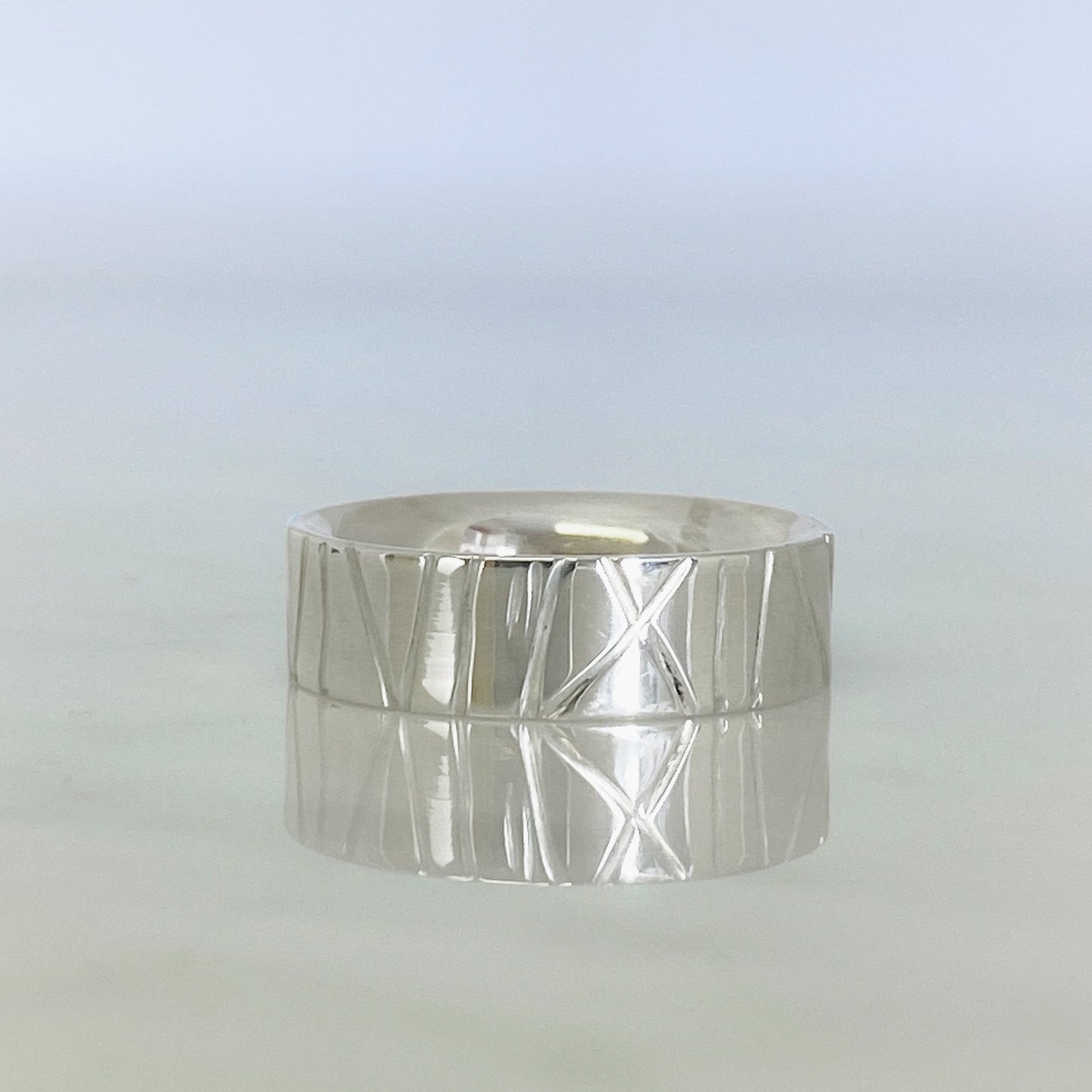 Silver Hand Drawn Wedding Ring