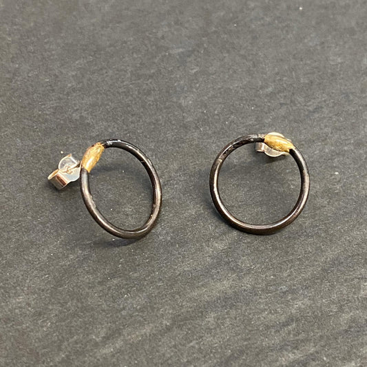 'Gwlith' Circle Stud Earrings